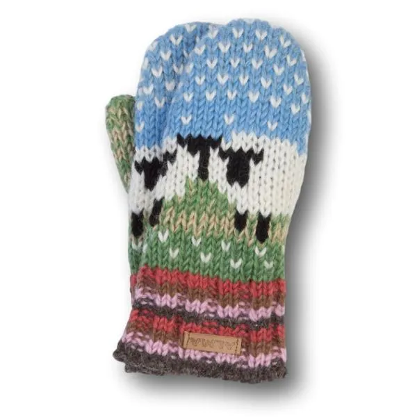 Knit Lamb Stripe Mittens
