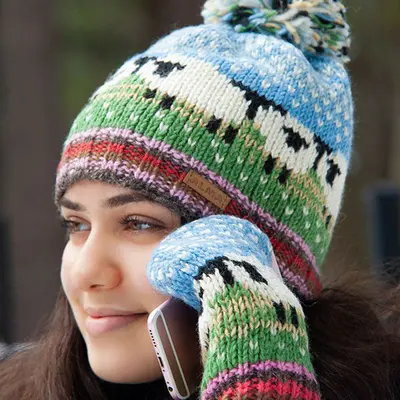 Knit Lamb Stripe Mittens