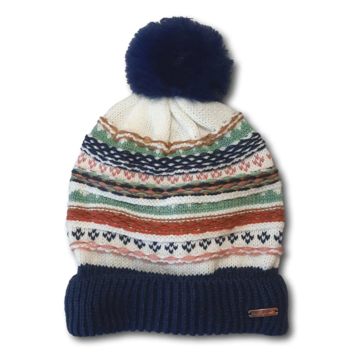 Multi-Print Toque with Pom
