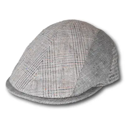 Three-Tone Linen Flat Cap