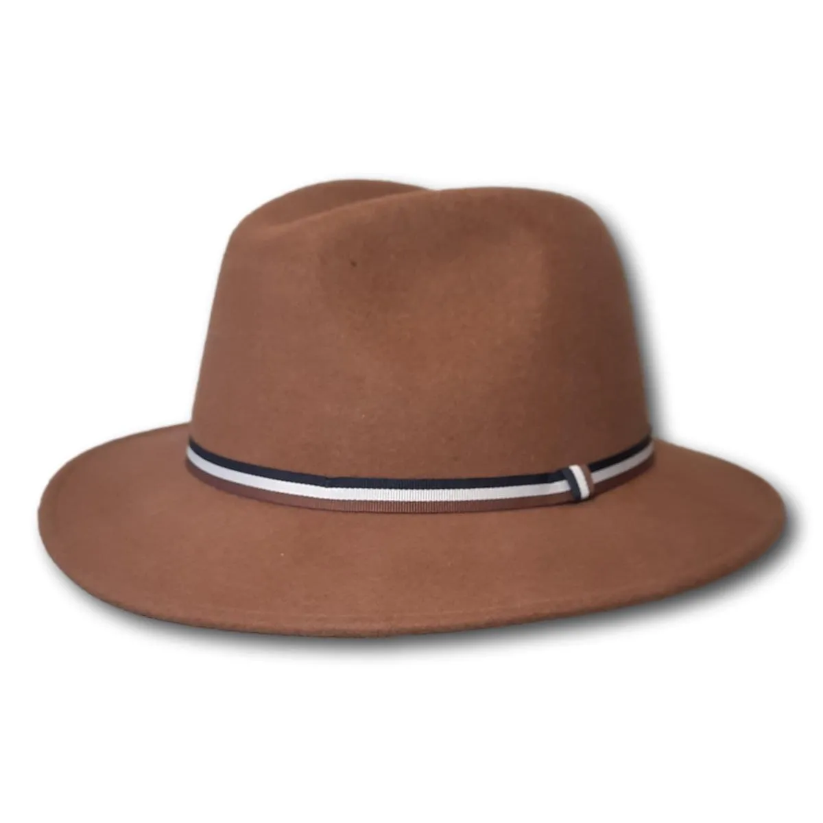 Solid Fedora with Stripe Band