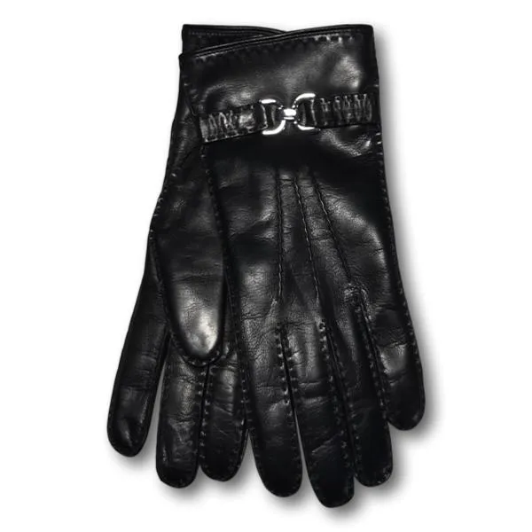 Women's Buckle Leather Gloves