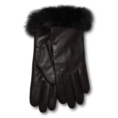Rabbit Fur Cuff Leather Gloves