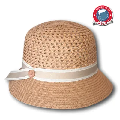 Two-Tone Banded Open Weave Cloche