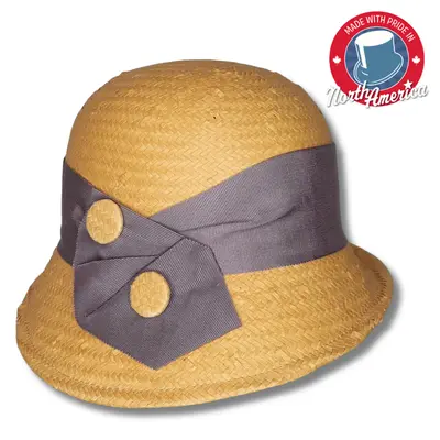 20s Straw Button Cloche