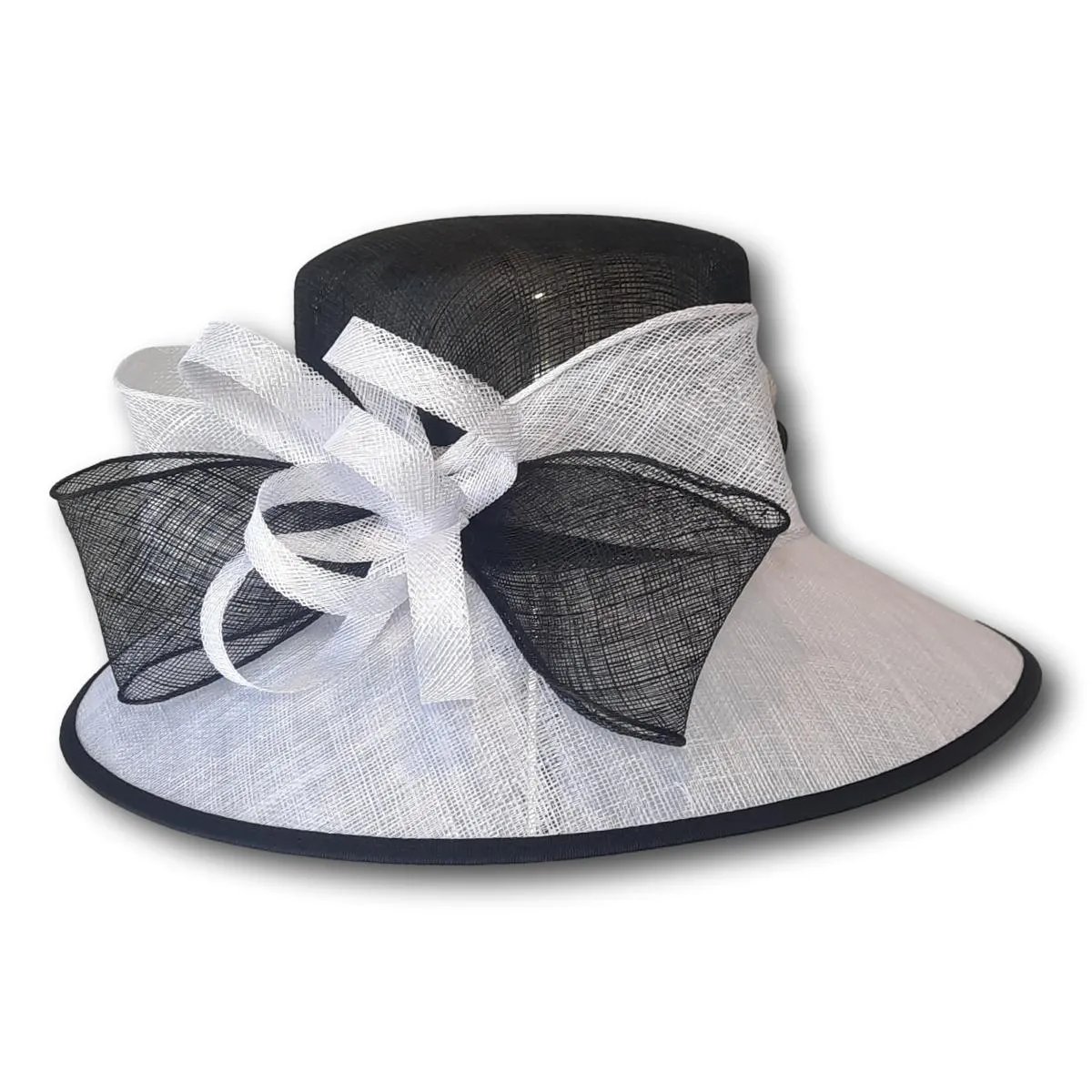 Two-Tone Large Bow Sinamay Cloche