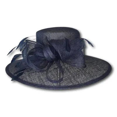 Large Brim Dress Hat with Feathers