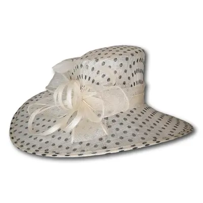 Polka-Dot Dress Hat with Feathers