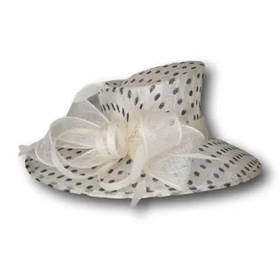 Polka-Dot Dress Hat with Feathers