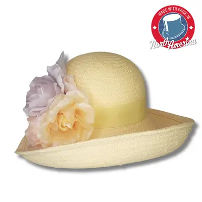 Medium Upturned Dress Hat with Flowers