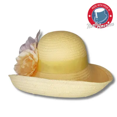 Medium Upturned Dress Hat with Flowers