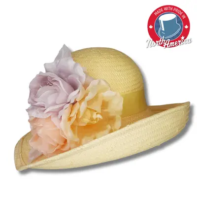 Medium Upturned Dress Hat with Flowers