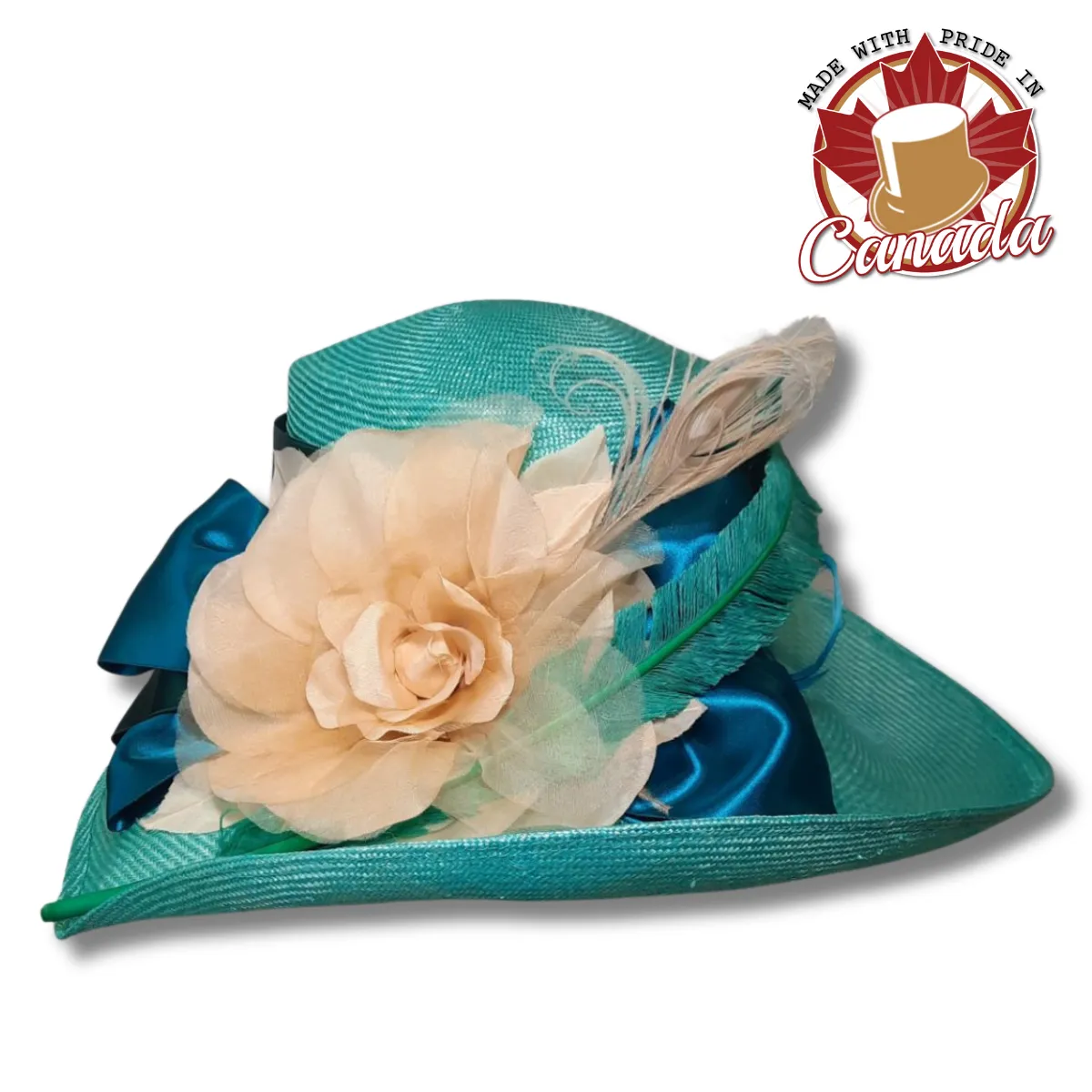 Dress Hat with Feathers and Flowers