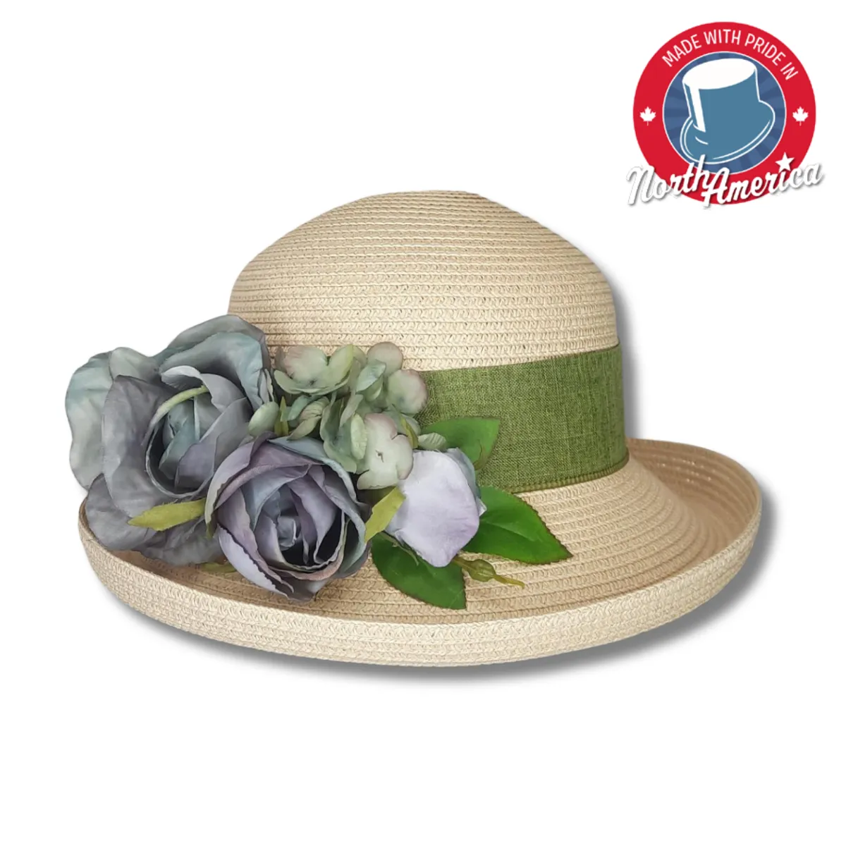 Medium Upturned Brim with Floral Boquet