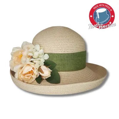 Medium Upturned Brim with Floral Boquet