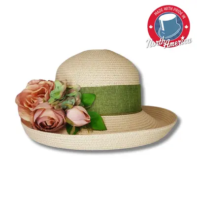 Medium Upturned Brim with Floral Boquet