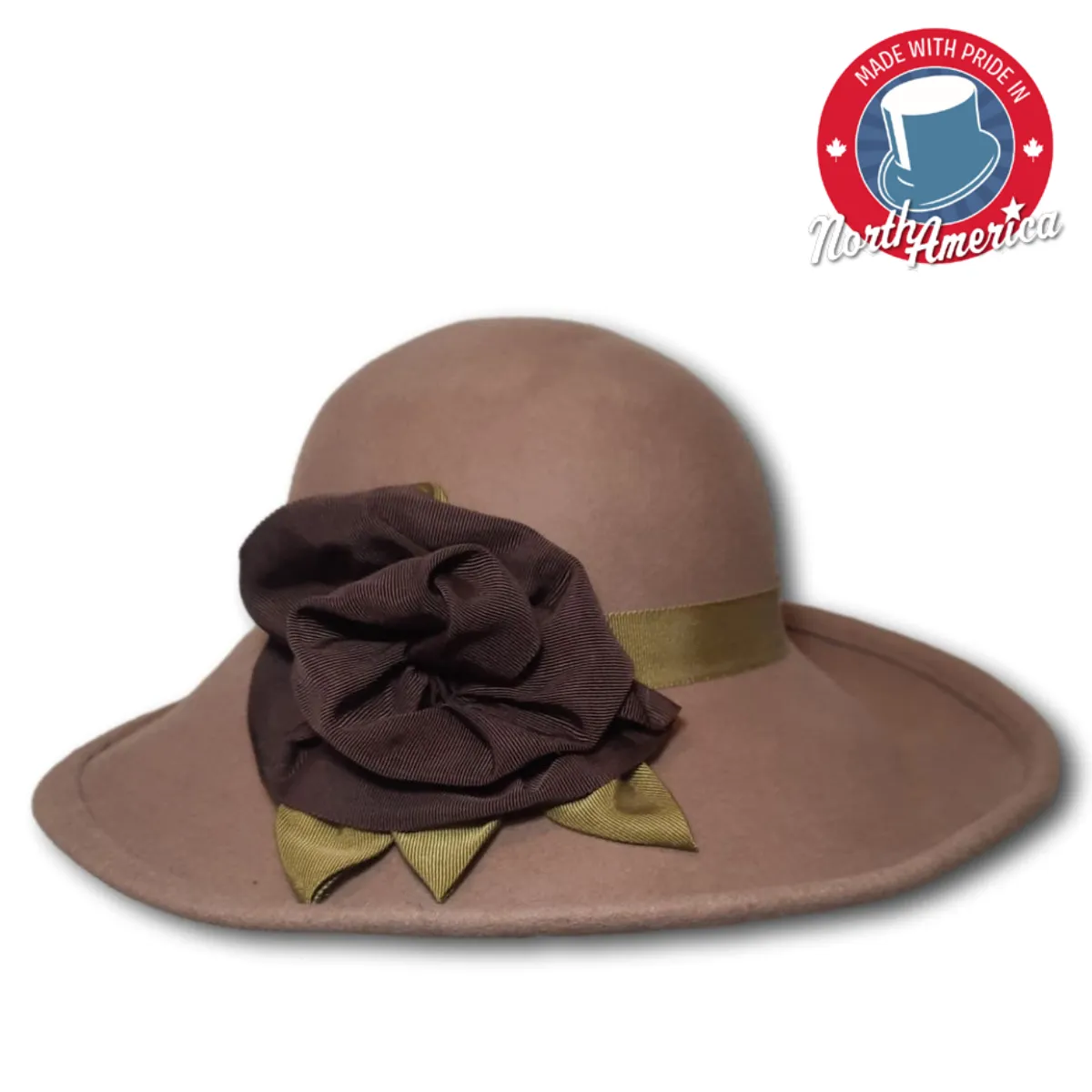 Wide Brim Dress Hat with Flower