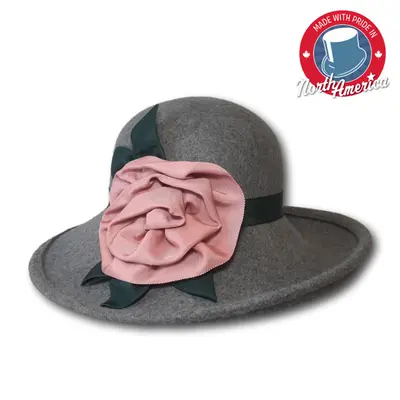 Wide Brim Dress Hat with Flower